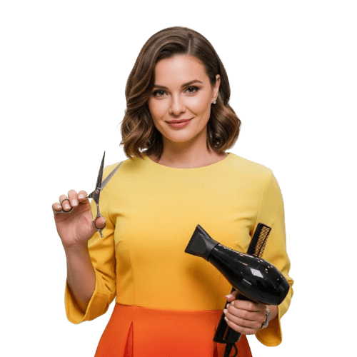 Illustration of a salon professional using Sparkorama PRO